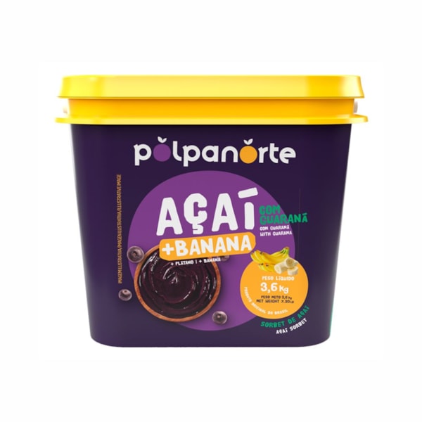 image Açaí Banana Polpanorte Balde 3,6Kg