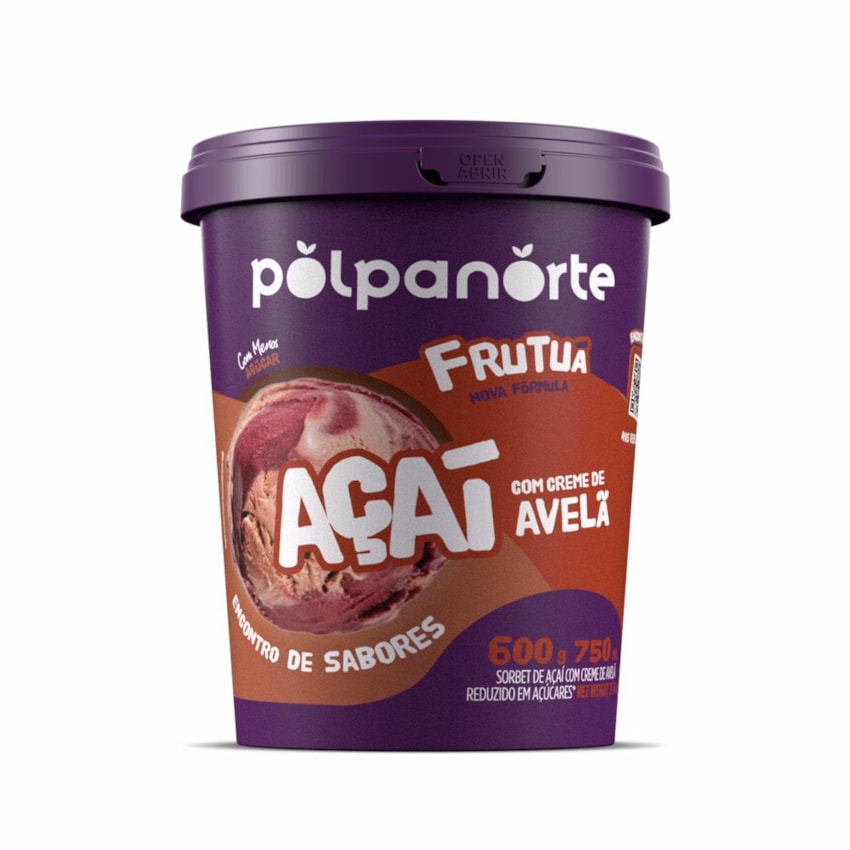 image Açaí Mix Com Creme De Avela Polpanorte Frutua Pote 600G
