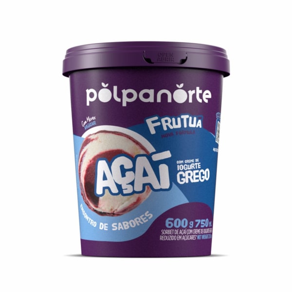 image Açaí Mix Com Creme De Iogurte Polpanorte Frutua Pote 600G