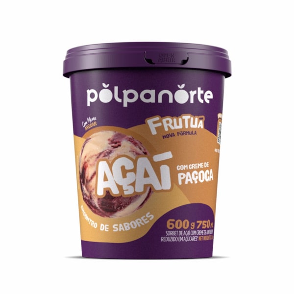 image Açaí Mix Com Creme De Paçoca Polpanorte Frutua Pote 600G
