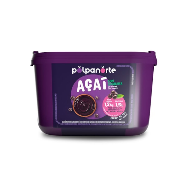 image Açaí Mix Tradicional Com Guaraná Polpanorte Pote 1,2Kg