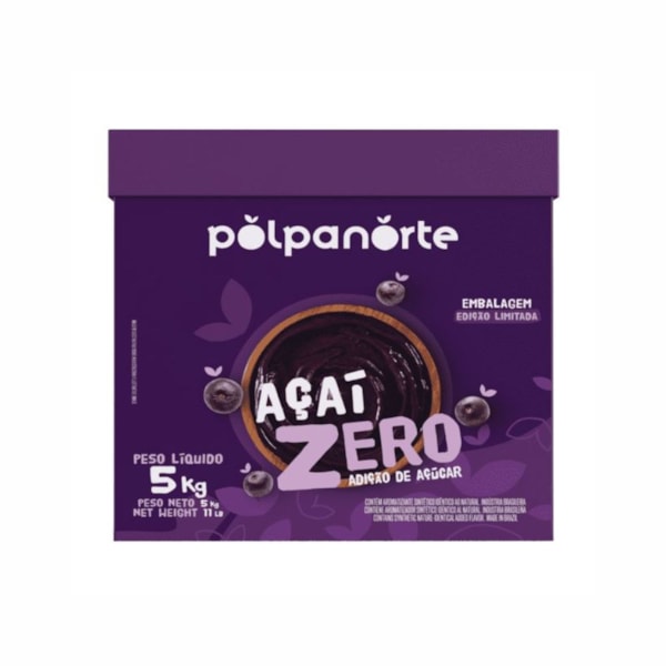 image Açaí Mix Zero Tradicional Polpanorte Caixa 5Kg