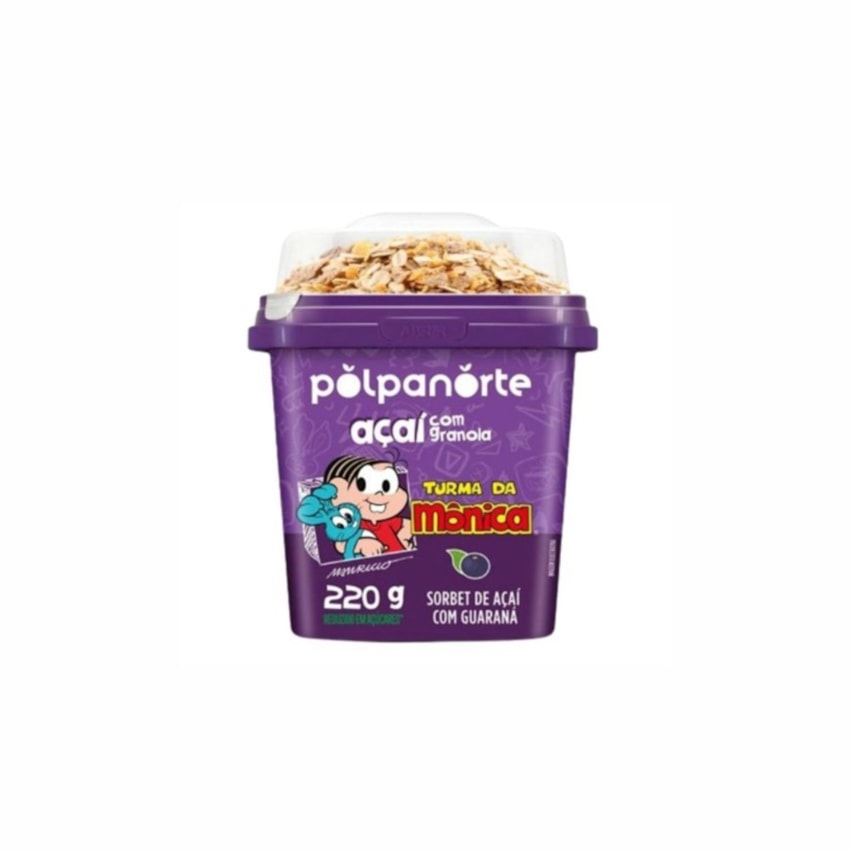 image Açaí Tradicional Com Granola Turma Da Monica Polpanorte Pote 220G
