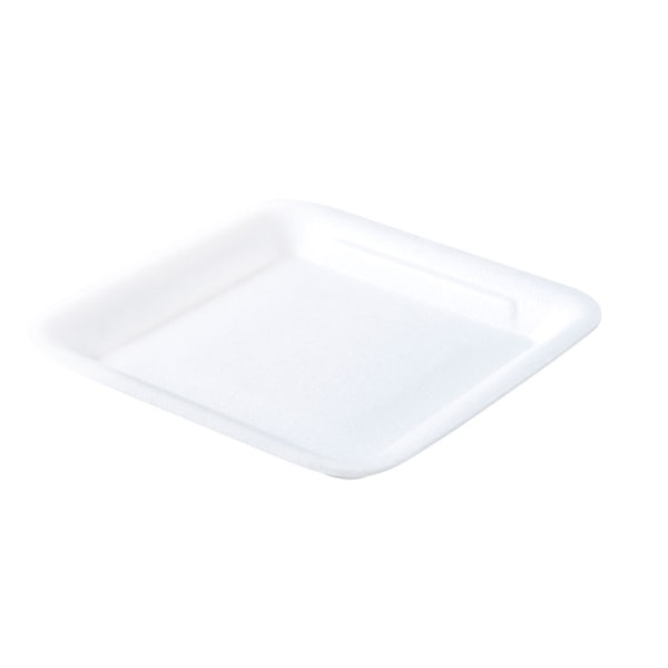 image Bandeja Isopor 01 Branca Rasa Fibraform 100Un 15 X 15 X 1,5Cm Fr01
