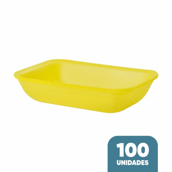 image Bandeja Isopor Amarela Copobras 100Un 16 X 11 X 3,3Cm Cf052 400093