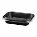 image Bandeja Plast Preta Forneável 800Ml Com Tampa Cristal Galvanotek 20Un G240