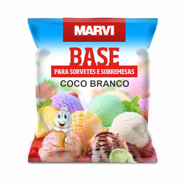 image Base Em Pó P/Sorvete Coco Branco Marvi 1Kg