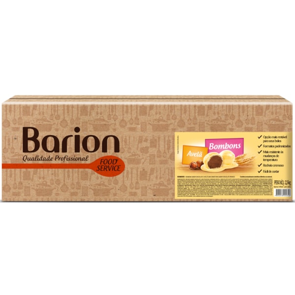 image Bombom Sabor Chocolate e Avelã com Cobertura Chocolate Branco Barion 2,3 Kg
