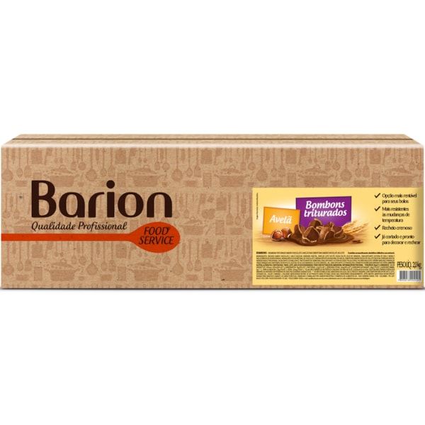 image Bombom Triturado Sabor Chocolate e Avelã com Cobertura de Chocolate ao Leite Barion 2 Kg