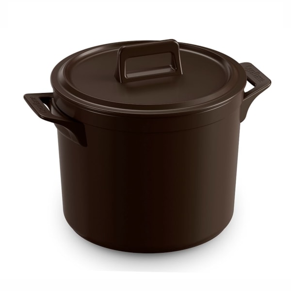 image Caçarola Alta Com Tampa 24Cm 7,5L Cerâmica Chocolate Clear Ceramarte Un
