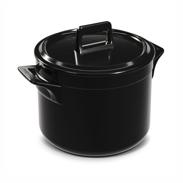 image Caçarola Alta Com Tampa 24Cm 7,5L Cerâmica Preta Clear Ceramarte Un