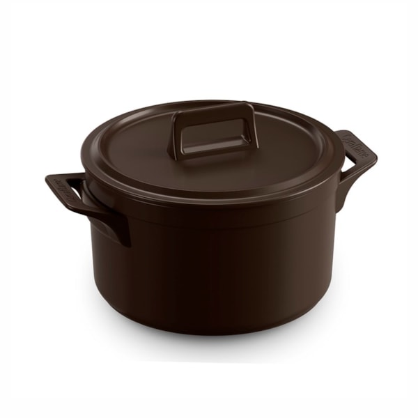 image Caçarola Com Tampa 24Cm 5L Cerâmica Chocolate Clear Ceramarte Un