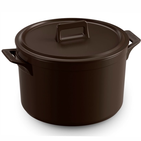 image Caçarola Com Tampa 28Cm 9,5L Cerâmica Chocolate Clear Ceramarte Un