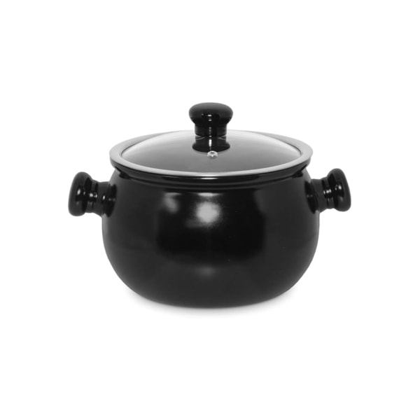image Caçarola Com Tampa Vidro 24Cm 7L Cerâmica Preta Premiere Ceraflame Un