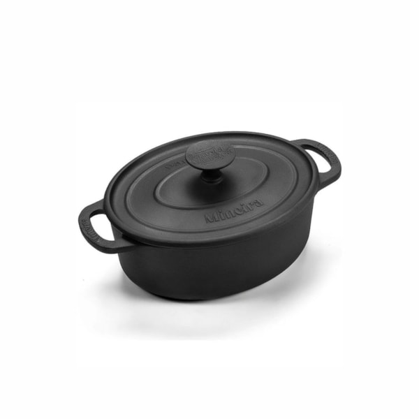 image Caçarola Oval 13,5 X 21 X 17Cm 2L Alca E Tampa De Ferro Preta Estilo Fumil