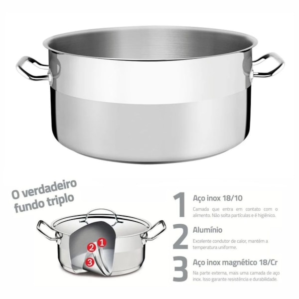 image Caçarola Rasa Inox Profissional Tramontina