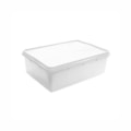 image Caixa Plástica Retangular 27,2 X 17 X 9,5Cm 3,5L Com Tampa Branca Plasvale