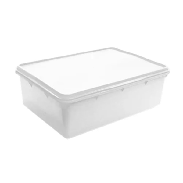 image Caixa Plástica Retangular 37,6 X 26,8 X 14Cm 11L Com Tampa Branca Plasvale