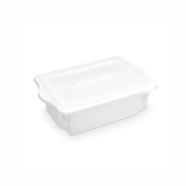 image Caixa Plástica Retangular 44,8 X 29,4 X 13,5Cm 10L Empilhável Com Tampa Branca Plasvale