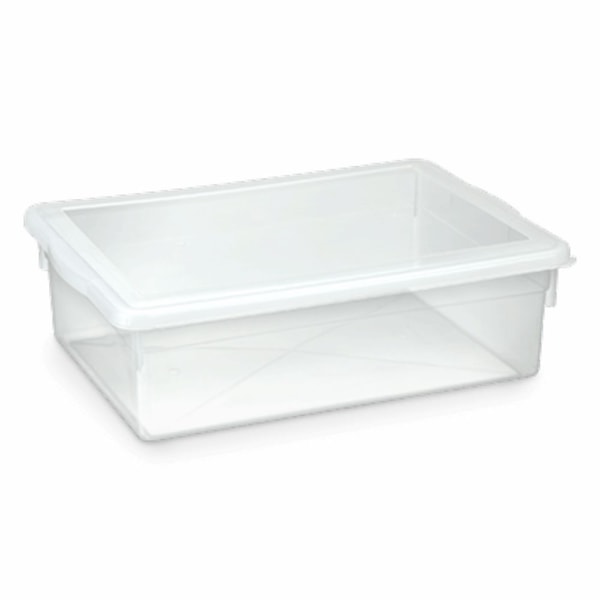 image Caixa Plástica Retangular Com Tampa Branca 11Lt 40,8 X 29 X 12,6Cm Biopratika Ref. 0330