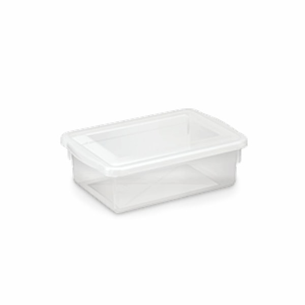 image Caixa Plástica Retangular Com Tampa Branca 2,5Lt 25,8 X 17,8 X 8,5Cm Biopratika Ref. 0310