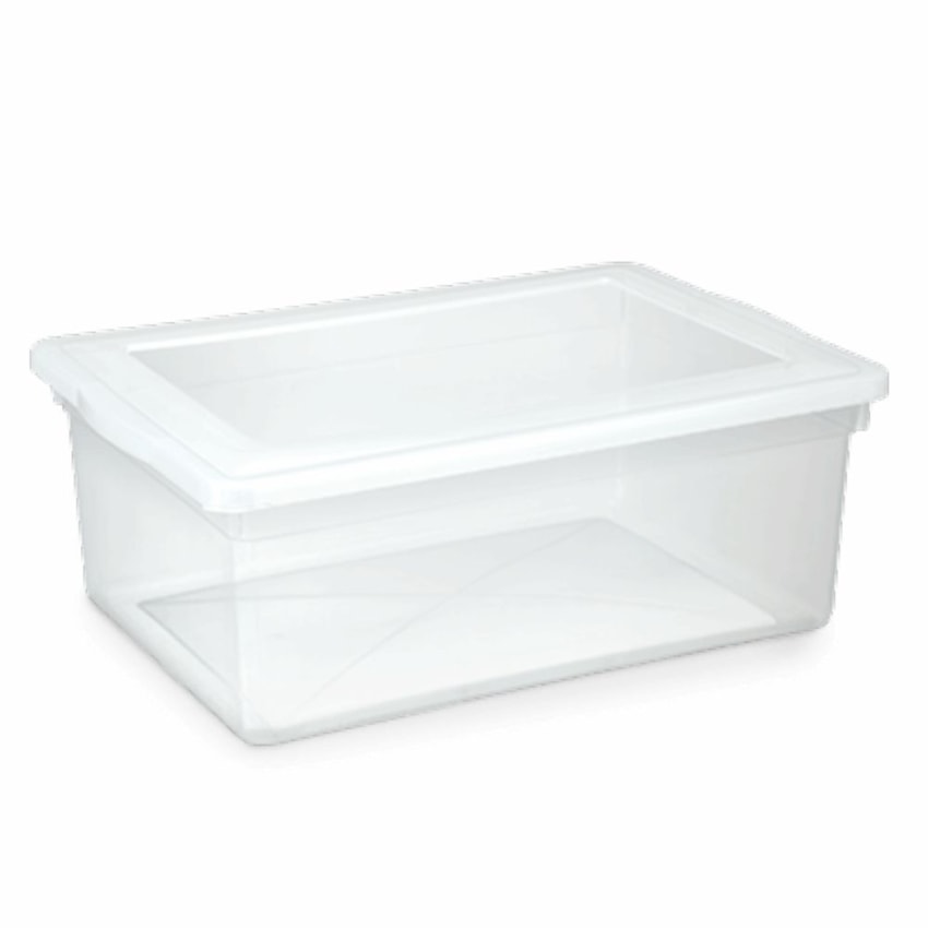 image Caixa Plástica Retangular Com Tampa Branca 20Lt 46,7 X 32,3 X 17,9Cm Biopratika Ref. 0340