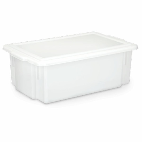 image Caixa Plástica Retangular Com Tampa Branca 24,5Lt 54,4 X 33,8 X 19,1Cm Biopratika Ref. 0530