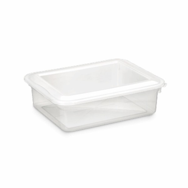 image Caixa Plástica Retangular Com Tampa Branca 5Lt 33 X 21,8 X 10,3Cm Biopratika Ref. 0320