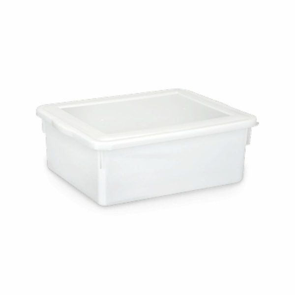 image Caixa Plástica Retangular Com Tampa Branca 6,5Lt 42,6 X 34,6 X 16Cm Biopratika Ref. 0540
