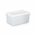image Caixa Plástica Retangular Com Tampa Branca 8Lt 34,5 X 21,5 X 15,6Cm Biopratika Ref. 0512