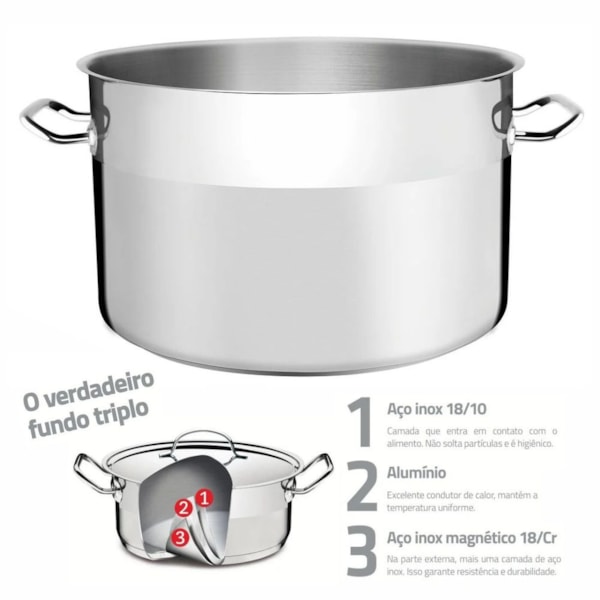 image Caldeirão 58L Inox Profissional Tramontina