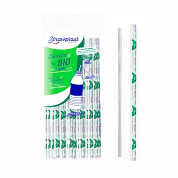 image Canudo P/Garrafa 24Cm X 5Mm Strawplast 500Un - Biodegradável