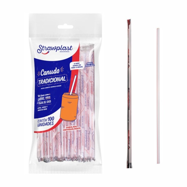 image Canudo P/Lata 21Cm X 5Mm Strawplast 100Un