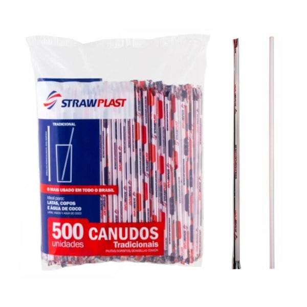 image Canudo P/Lata 21Cm X 5Mm Strawplast 500Un