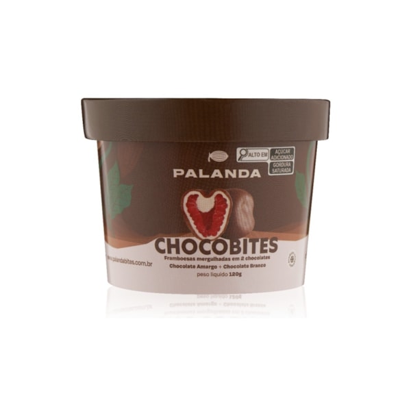 image Chocobite de Framboesa com Chocolate Amargo e Branco Palanda 120 Gr