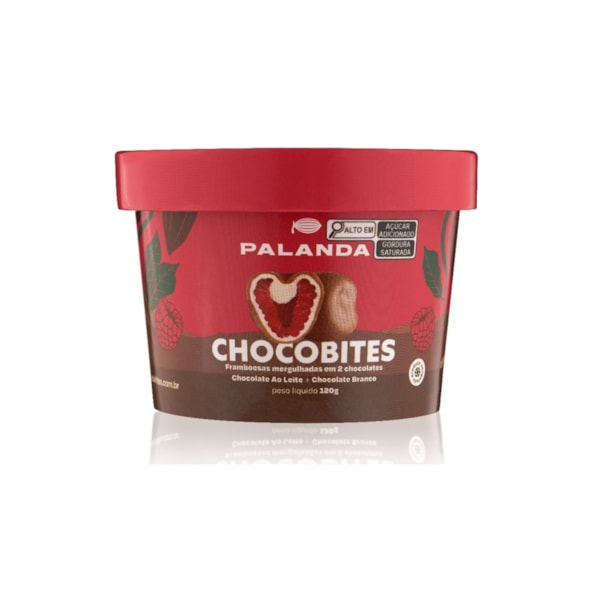 image Chocobite de Framboesa com Chocolate ao Leite e Branco Palanda 120 Gr