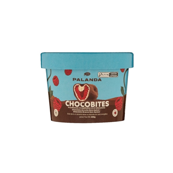 image Chocobite de Framboesa com Chocolate ao Leite e Branco Zero Açúcar Palanda 100 Gr