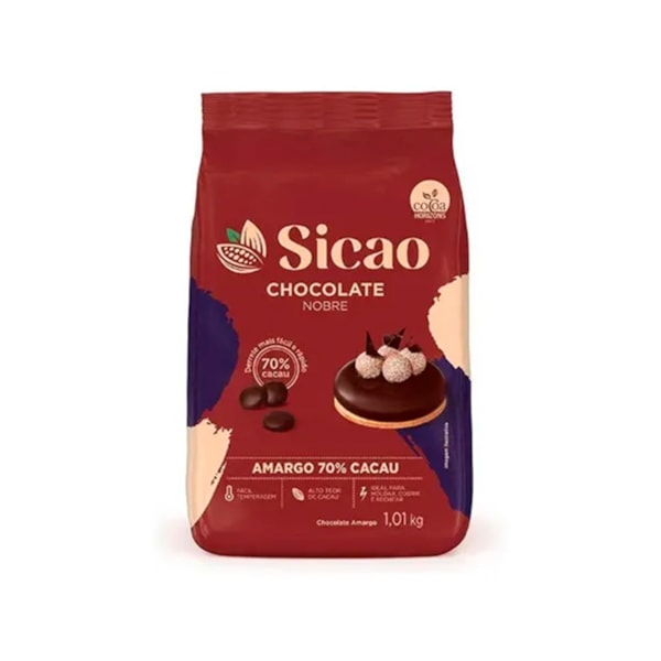 image Chocolate Amargo 70% Cacau Gotas 1,01Kg Sicao Nobre
