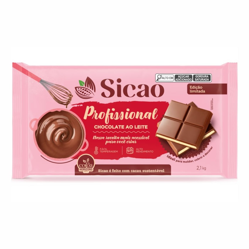 image Chocolate Ao Leite Barra 2,1Kg Sicao Profissional