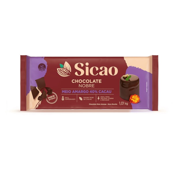 image Chocolate Meio Amargo Barra 1,01Kg Sicao Nobre