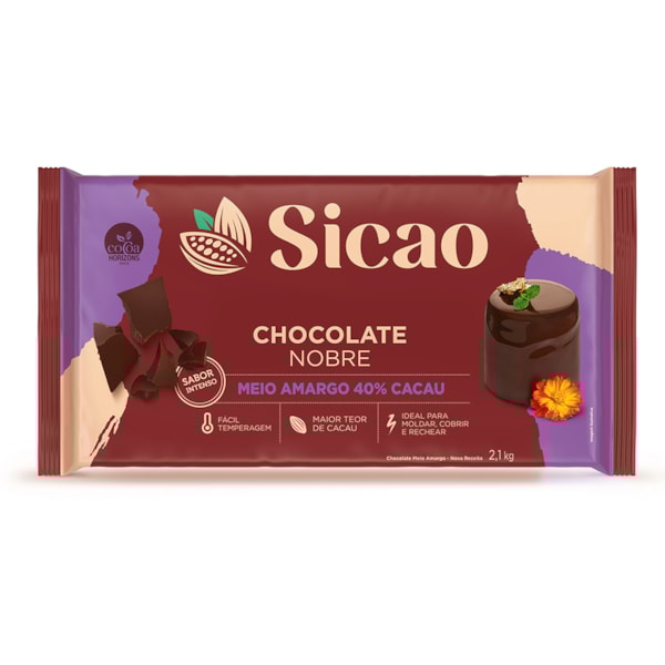 image Chocolate Meio Amargo Barra 2,1Kg Sicao Nobre