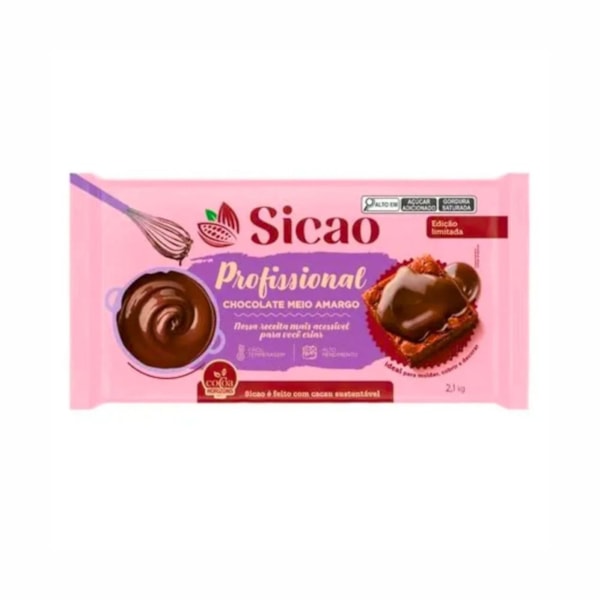 image Chocolate Meio Amargo Barra 2,1Kg Sicao Profissional