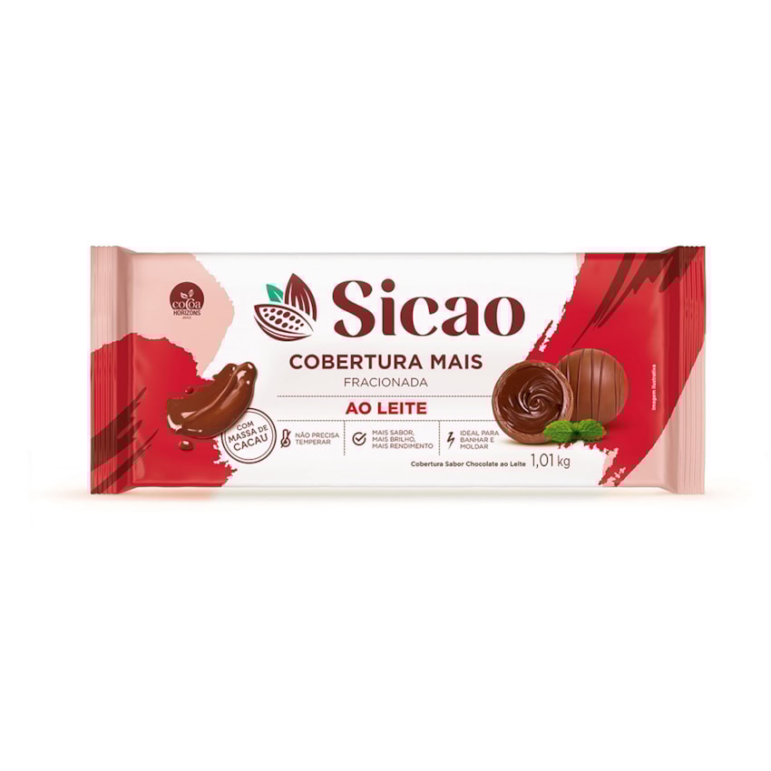 image Cobertura Chocolate Ao Leite Barra 1,01Kg Sicao Mais