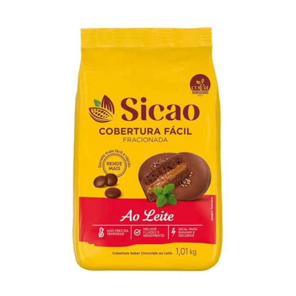 image Cobertura Chocolate Ao Leite Gotas 1,01Kg Sicao Facil