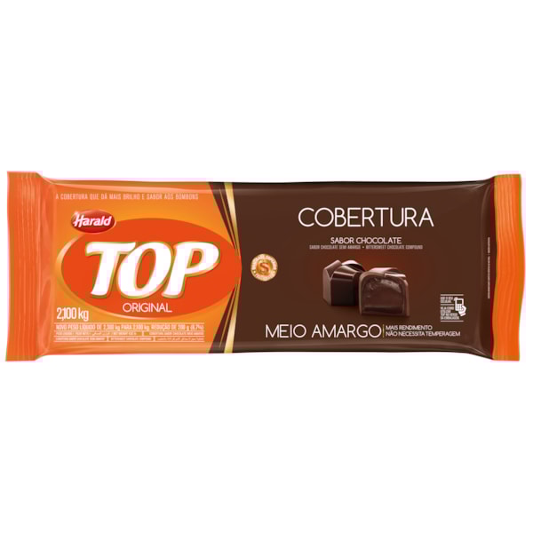 image Cobertura Chocolate Meio Amargo Barra 2,1Kg Top Harald