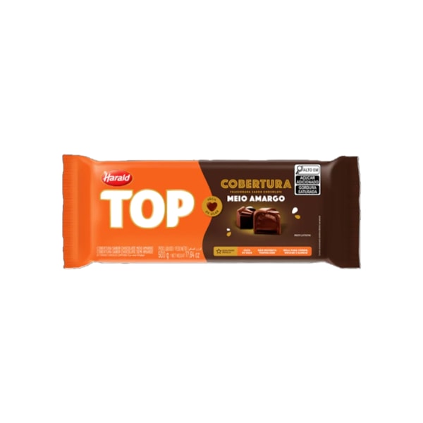 image Cobertura Chocolate Meio Amargo Barra 500 Gr Top Harald