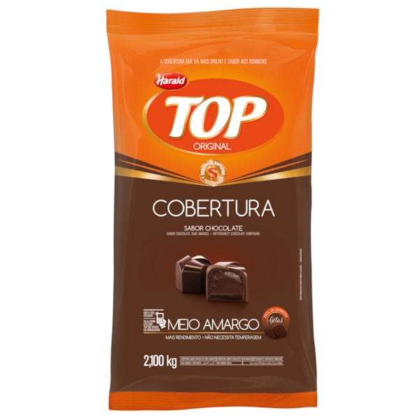 image Cobertura Chocolate Meio Amargo Gotas 2,05Kg Top Harald