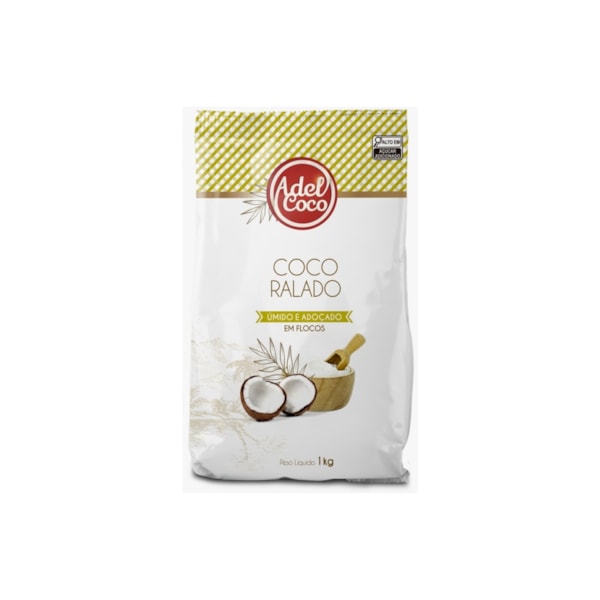 image Coco Flocos 1Kg Úmido e Adoçado Adel Coco