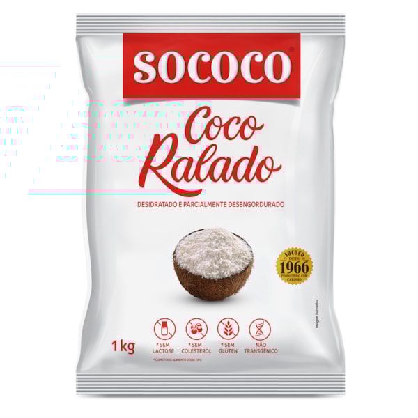 image Coco Ralado 1Kg Puro Desidratado Não Adoçado Sococo