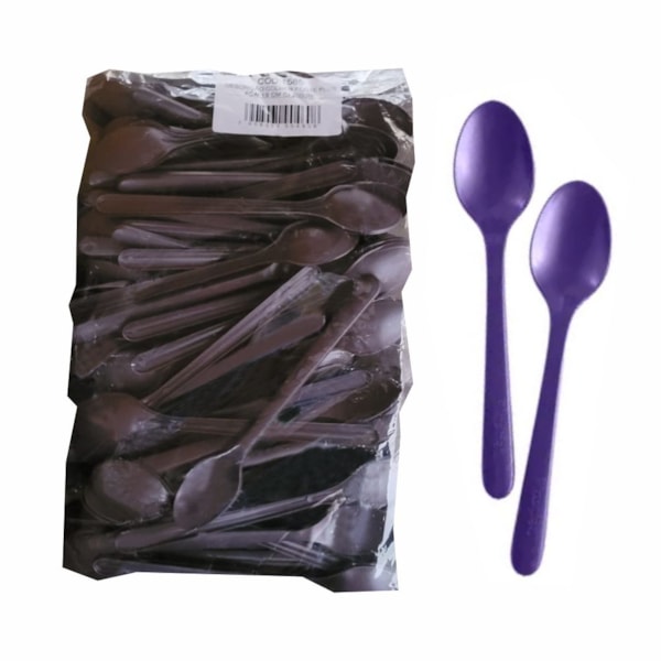 image Colher Roxa 19Cm Forte Master Plastjet Pct 200Un